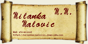 Milanka Malović vizit kartica